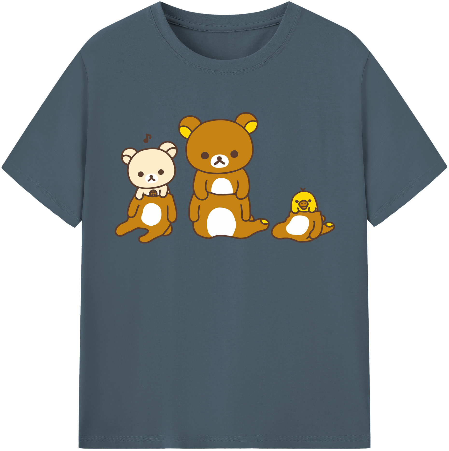 （画像用） リラックマ リラックマ キイロイトリ Rilakkuma Korilakkuma Kiiroitori 綿100％半袖Tシャツ（フロントプリント）
